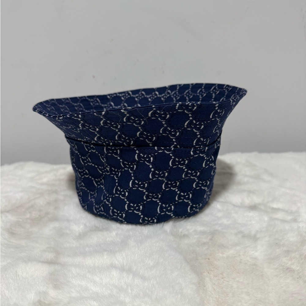 Gucci Navy White GG Monogram Bucket Hat - Picture 2 of 5